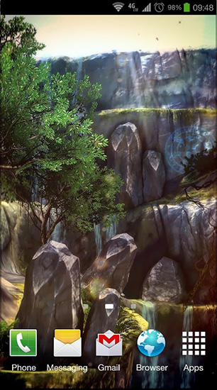 Screenshots of the live wallpaper 3D Waterfall pro for Android phone or tablet.