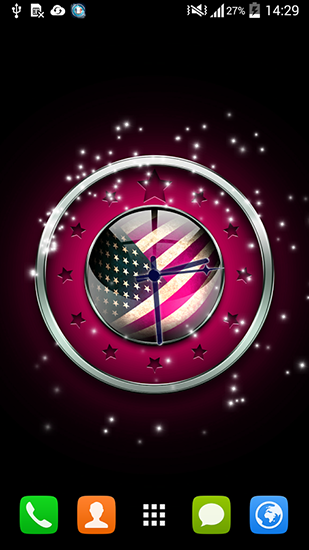 Screenshots of the live wallpaper American clock for Android phone or tablet.