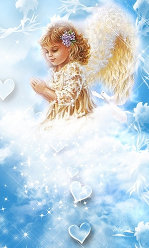 Screenshots of the live wallpaper Angel for Android phone or tablet.