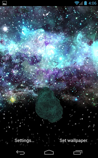 Screenshots of the live wallpaper Asteroid Apophis for Android phone or tablet.