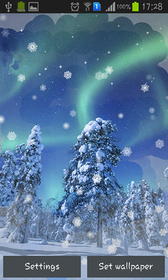 Screenshots of the live wallpaper Aurora: Winter for Android phone or tablet.