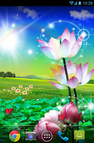 Screenshots of the live wallpaper Beautiful lotus for Android phone or tablet.