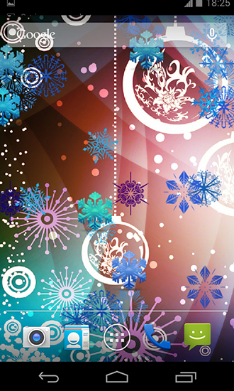 Screenshots of the live wallpaper Beautiful snowflakes for Android phone or tablet.