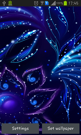 Screenshots of the live wallpaper Blue flowers for Android phone or tablet.