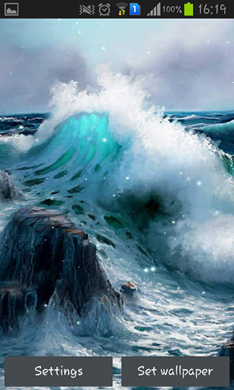 Screenshots of the live wallpaper Blue ocean for Android phone or tablet.