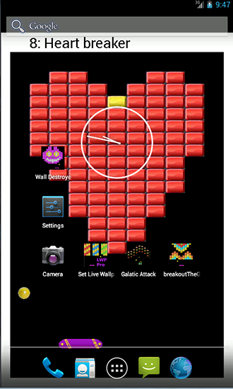 Screenshots of the live wallpaper Bricks Pro for Android phone or tablet.