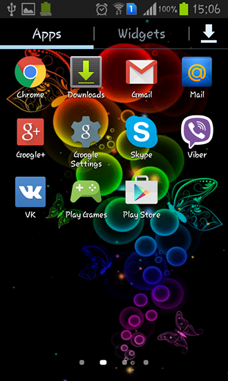 Screenshots of the live wallpaper Bubble and butterfly for Android phone or tablet.