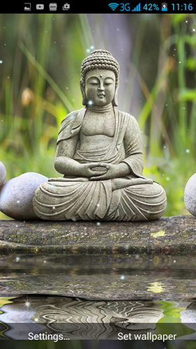 Screenshots of the live wallpaper Buddha for Android phone or tablet.