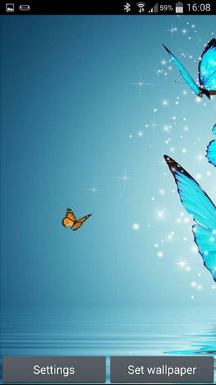 Screenshots of the live wallpaper Butterfly for Android phone or tablet.