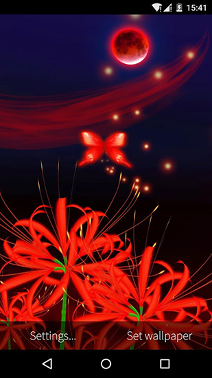 Screenshots of the live wallpaper Butterfly and flower 3D for Android phone or tablet.