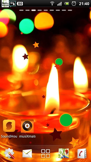 Screenshots of the live wallpaper Candle for Android phone or tablet.
