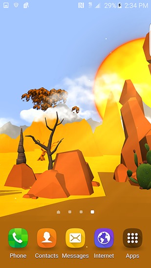 Screenshots of the live wallpaper Cartoon desert 3D for Android phone or tablet.