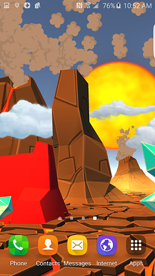 Screenshots of the live wallpaper Cartoon volcano 3D for Android phone or tablet.
