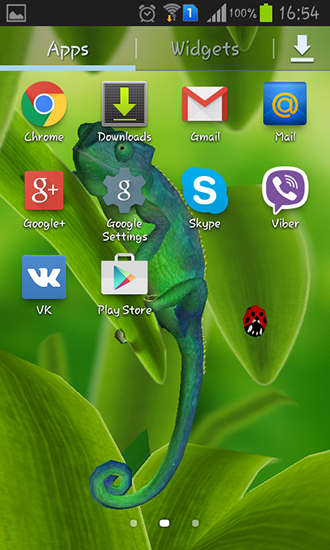 Screenshots of the live wallpaper Chameleon 3D for Android phone or tablet.