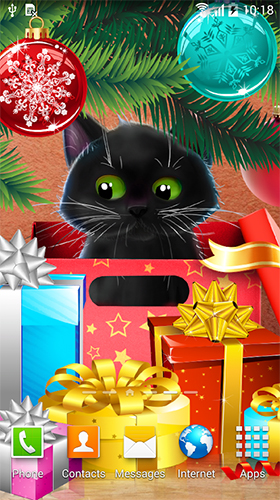 Full version of Android apk livewallpaper Christmas cat for tablet and phone.
