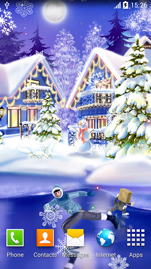 Screenshots of the live wallpaper Christmas ice rink for Android phone or tablet.