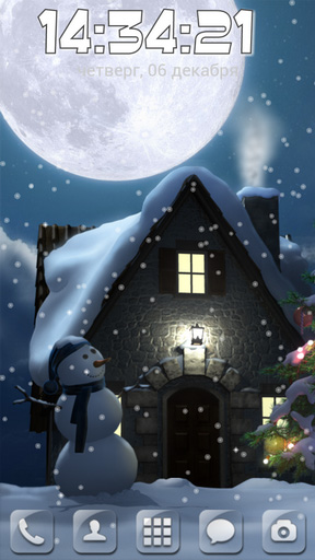 Screenshots of the live wallpaper Christmas moon for Android phone or tablet.