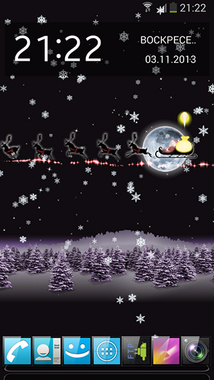 Screenshots of the live wallpaper Christmas Santa HD for Android phone or tablet.