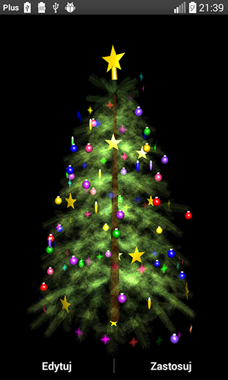 Screenshots of the live wallpaper Christmas tree 3D by Zbigniew Ross for Android phone or tablet.