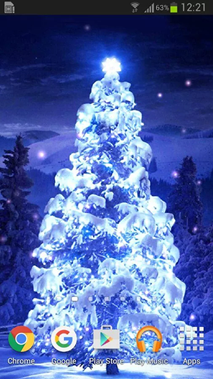 Screenshots of the live wallpaper Christmas trees for Android phone or tablet.