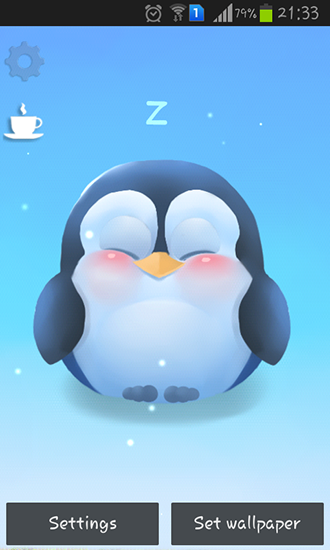 Screenshots of the live wallpaper Chubby penguin for Android phone or tablet.
