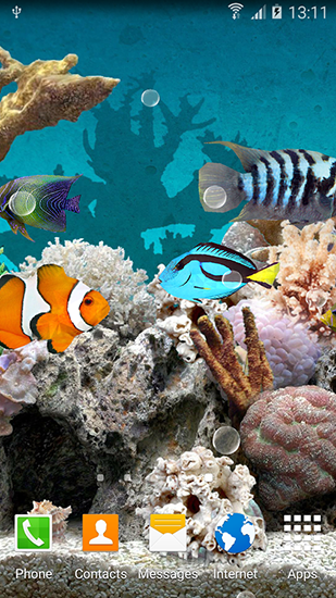 Screenshots of the live wallpaper Coral fish 3D for Android phone or tablet.