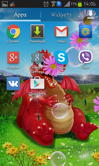 Screenshots of the live wallpaper Cute dragon for Android phone or tablet.