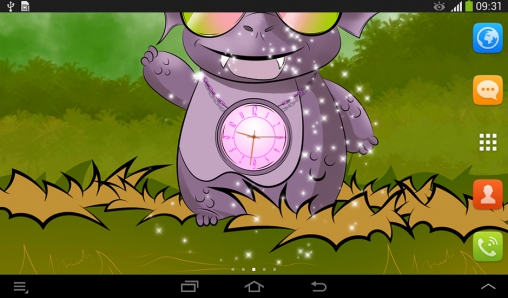 Screenshots of the live wallpaper Cute dragon: Clock for Android phone or tablet.