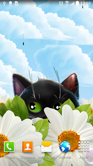 Screenshots of the live wallpaper Cute kitten for Android phone or tablet.