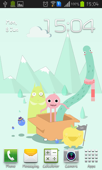 Screenshots of the live wallpaper Cute monsters for Android phone or tablet.
