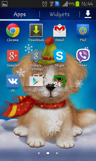 Screenshots of the live wallpaper Cute puppy for Android phone or tablet.