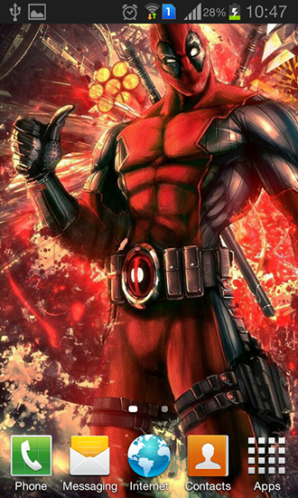 Screenshots of the live wallpaper Deadpool for Android phone or tablet.