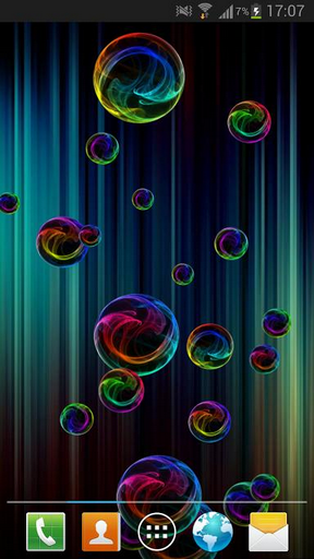 Screenshots of the live wallpaper Deluxe bubble for Android phone or tablet.