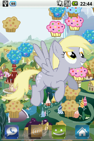 Screenshots of the live wallpaper Derpy's dream for Android phone or tablet.