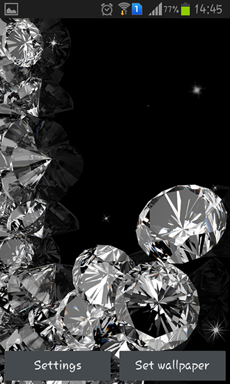 Screenshots of the live wallpaper Diamonds for Android phone or tablet.