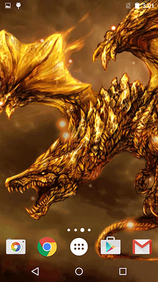 Screenshots of the live wallpaper Dragons for Android phone or tablet.