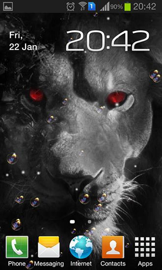 Screenshots of the live wallpaper Eyes lion for Android phone or tablet.
