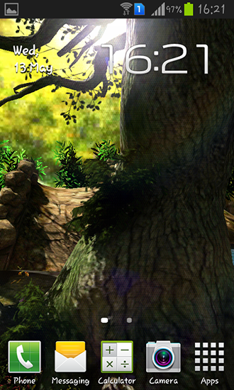 Screenshots of the live wallpaper Fantasy forest 3D for Android phone or tablet.