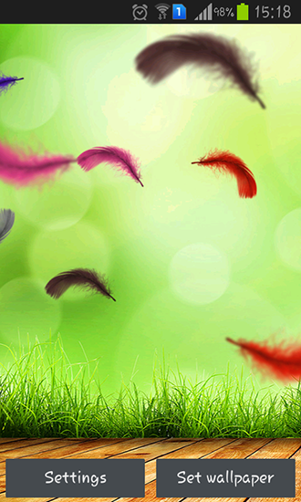 Screenshots of the live wallpaper Feather for Android phone or tablet.