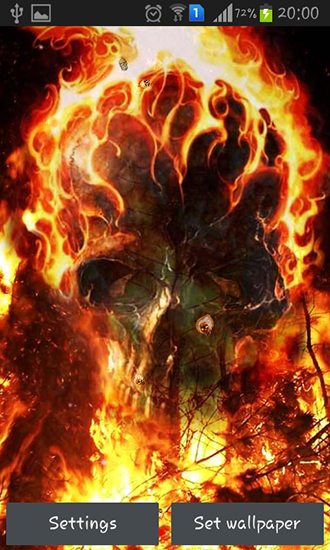 Screenshots of the live wallpaper Fire skulls for Android phone or tablet.