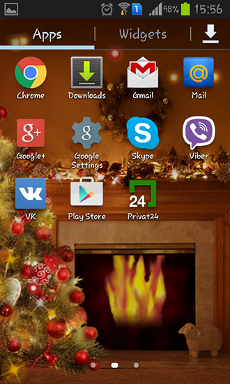 Screenshots of the live wallpaper Fireplace New Year 2015 for Android phone or tablet.