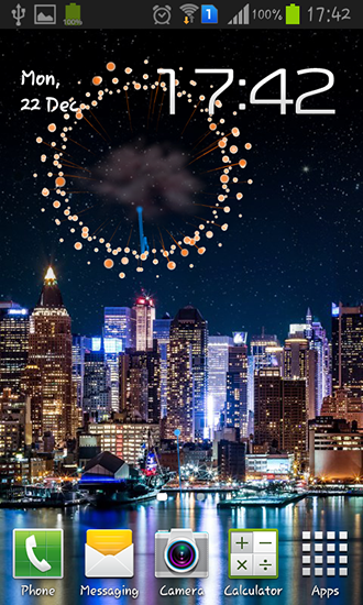 Screenshots of the live wallpaper Fireworks 2015 for Android phone or tablet.