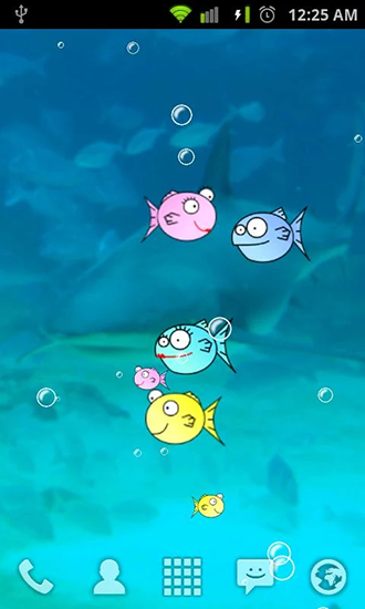 Screenshots of the live wallpaper Fishbowl by Splabs for Android phone or tablet.