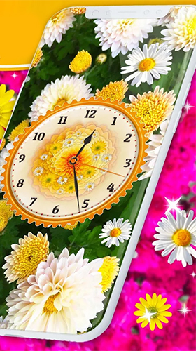 Full version of Android apk livewallpaper Flowers analog clock for tablet and phone.