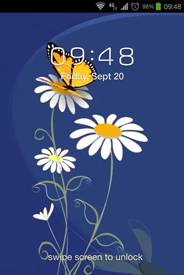 Screenshots of the live wallpaper Flowers and butterflies for Android phone or tablet.