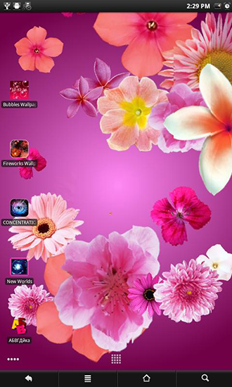 Screenshots of the live wallpaper Flowers live wallpaper for Android phone or tablet.