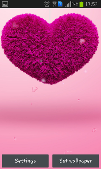 Screenshots of the live wallpaper Fluffy hearts for Android phone or tablet.