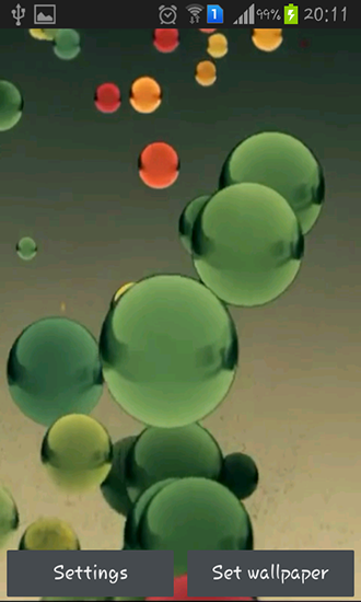 Screenshots of the live wallpaper Flying colored balls for Android phone or tablet.
