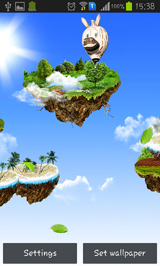 Screenshots of the live wallpaper Flying islands for Android phone or tablet.