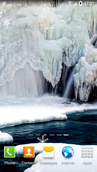 Screenshots of the live wallpaper Frozen waterfalls for Android phone or tablet.